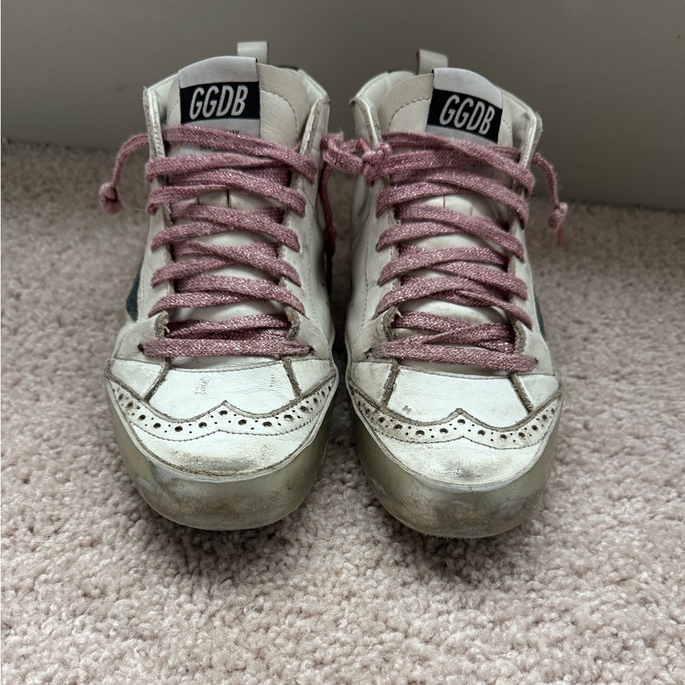 Golden Goose White and Pink Sneakers